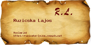 Ruzicska Lajos névjegykártya